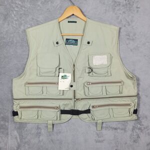 Woodfield Vest Mens 2XL Beige Multi Pocket Utility Fly Fishing Hunting NWT